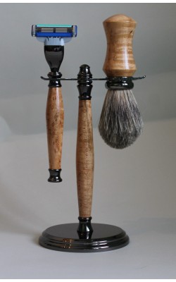 Curly maple shaving kit black